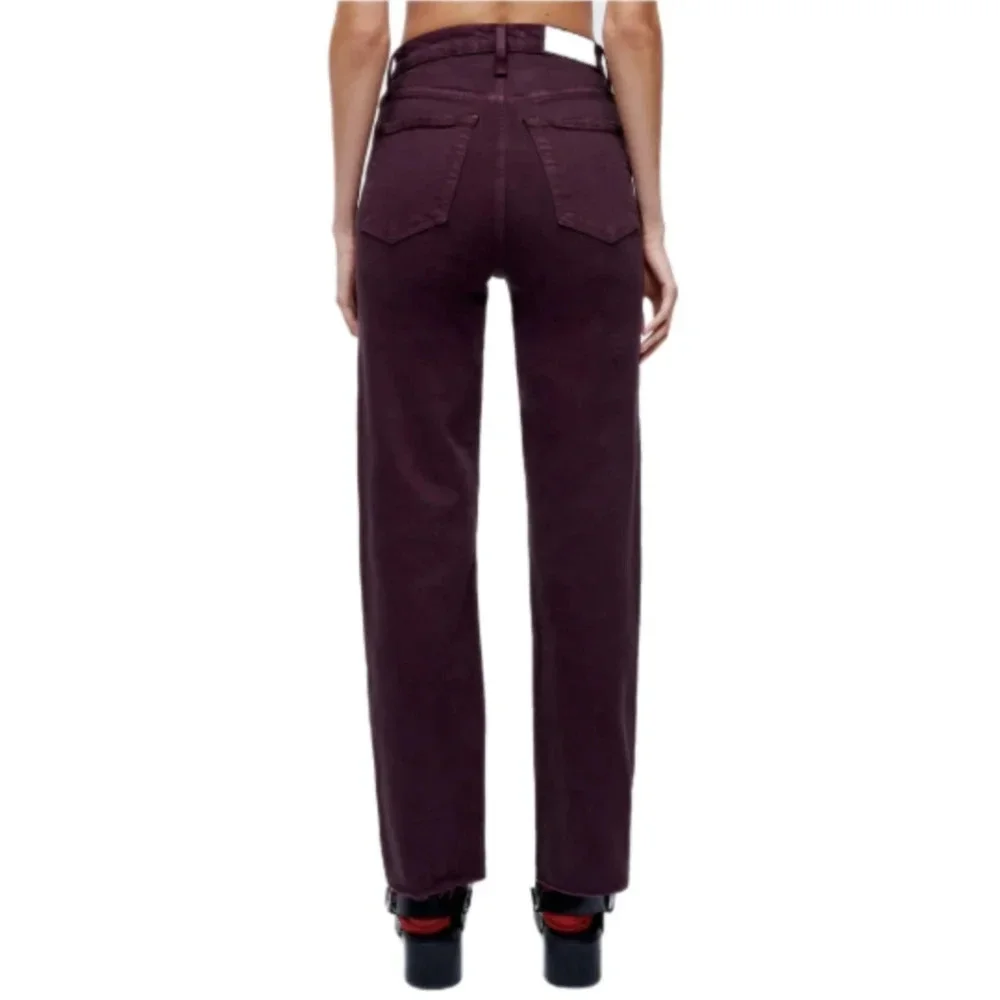 Re/Done Womens Washed Plum Denim 70s Ultra High Rise Stove Pipe Jeans Sz 31*